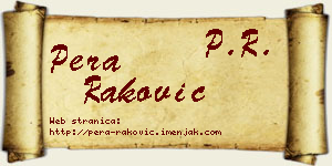 Pera Raković vizit kartica
